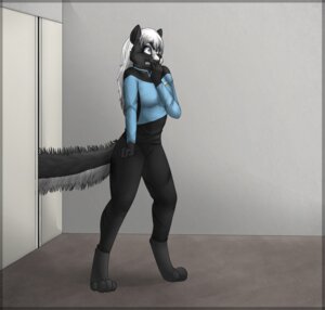 Rating: Safe Score: 0 Tags: absurd_res anthro barefoot blue_eyes breasts clothed clothing door e621 feet female fluffy fluffy_tail fur hair herm_(lore) hi_res mammal mephitid skunk solo star_trek tail tuka twillight_(twillightskunk) white_hair User: bunchy7s