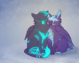 Rating: Safe Score: 0 Tags: 2011 5:4 ambiguous_gender avian beak bird blue_background blue_markings duo e621 eyes_closed feathered_wings feathers feral fur glowing glowing_beak glowing_body glowing_fur glowing_markings glowing_tail gryphon markings merygryph merystic multicolored_body mythological_avian mythological_creature mythology simple_background tail wings User: bunchy7s