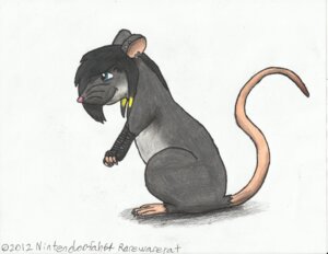 Rating: Safe Score: 0 Tags: 2012 black_hair blue_eyes e621 ear_piercing female feral fur grey_body grey_fur hair mammal murid murine piercing rarewarerat rat rodent semi-anthro side_view simple_background solo traditional_media_(artwork) white_background year User: bunchy7s