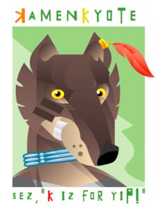 Rating: Safe Score: 0 Tags: adobe_illustrator_(artwork) ambiguous_gender anthro brown_body brown_fur bust_portrait canid canine canis chris_goodwin coyote digital_media_(artwork) e621 ear_piercing feathers fur looking_at_viewer low_res mammal piercing portrait smile solo yellow_eyes User: bunchy7s