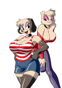 Rating: Questionable Score: 0 Tags: anthro big_breasts breasts canid canine canis chochi clothed clothing collar digital_media_(artwork) domestic_dog duo e621 female huge_breasts lovely_pets mammal skimpy User: bunchy7s