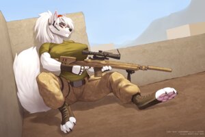 Rating: Safe Score: 0 Tags: 2014 accessory anthro belt biceps big_breasts biped black_nose blue_eyes bodypaint bottomwear breasts camo canid canine cargo_pants claws cleo_(yutrah) clothed clothing day digital_media_(artwork) e621 eyewear face_paint feet female fingerless_gloves fluffy fluffy_tail fox fur glasses gloves gun hair handwear headband hindpaw holding_gun holding_object holding_ranged_weapon holding_weapon huge_breasts long_hair mammal military muscular muscular_anthro muscular_female nipple_outline outside pants pawpads paws pink_pawpads ponytail ranged_weapon rifle scope silencer sitting sky sniper sniper_rifle solo tail toe_claws weapon white_body white_fur white_hair wolfy-nail User: bunchy7s