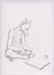 Rating: Safe Score: 0 Tags: anthro beverage biped bottomwear canid canine canis claws clothed clothing coffee container crossed_legs cup domestic_dog e621 eyes_closed food full-length_portrait graphite_(artwork) greyscale hi_res hot_drink male mammal monochrome pencil_(object) portrait semiotica shirt shorts sitting sketchbook solo tank_top topwear traditional_media_(artwork) User: bunchy7s
