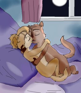 Rating: Questionable Score: 0 Tags: alvin_and_the_chipmunks alvin_and_the_chipmunks_(live-action) alvin_seville anthro bed bottomless brittany_and_the_chipettes brittany_miller chipmunk clothed clothing duo e621 eyes_closed female flat_chested furniture ground_squirrel kissing male mammal night nude rodent romantic romantic_couple sciurid tail unknown_artist young young_anthro User: bunchy7s