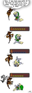 Rating: Safe Score: 0 Tags: 2011 amber_eyes ambiguous_gender blonde_hair clothing comic crossover derpy_hooves_(mlp) dialogue e621 english_text equid equine feathered_wings feathers female feral friendship_is_magic hair hasbro hat headgear headwear hi_res humor mammal my_little_pony mythological_creature mythological_equine mythology nintendo pegasus scarecrow_(tloz) simple_background tail text the_legend_of_zelda white_background wings zicygomar User: bunchy7s