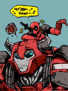 Rating: Safe Score: 0 Tags: ambiguous_gender angry autobot blue_eyes cliffjumper crossover deadpool dialogue duo e621 english_text hasbro heart_symbol horn humanoid humor machine marvel melee_weapon mercenary musical_note musical_symbol not_furry robot sword symbol takara_tomy text transformers transformers:_prime transformers_aligned_continuity unknown_artist weapon User: bunchy7s
