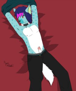 Rating: Explicit Score: 0 Tags: 2011 anthro biped blue_body blue_spots clothing collar e621 ear_piercing erection g_clef genital_piercing genitals hair humanoid_genitalia humanoid_penis hyena lying male mammal musical_clef musical_symbol nipples penis penis_piercing piercing pink_hair prince_albert_piercing purple_hair ryou_misaki shytzo simple_background solo spots spotted_hyena symbol tail undressing User: bunchy7s