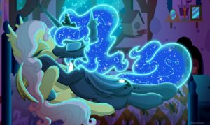 Rating: Questionable Score: 0 Tags: 2014 absurd_res bat_pony bat_wings bed blue_body blue_feathers blue_fur blue_hair burnedpigeon cassiopeia_(constellation) cepheus_(constellation) constellation cool_colors corona_borealis_(constellation) crown cutie_mark cygnus_(constellation) draco_(constellation) duo e621 equid equine eyelashes eyes_closed fangs feathered_wings feathers female female/female feral flutterbat_(mlp) fluttershy_(mlp) friendship_is_magic fur furniture hair hasbro headgear hi_res horn hybrid inside kiss_on_lips kissing long_hair lyra_(constellation) mammal membrane_(anatomy) membranous_wings my_little_pony mythological_creature mythological_equine mythology orion_(constellation) pillow pink_hair princess_luna_(mlp) royalty teeth ursa_major_(constellation) ursa_minor_(constellation) winged_unicorn wings yellow_body yellow_fur User: bunchy7s
