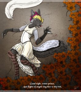 Rating: Questionable Score: 0 Tags: anthro blood bodily_fluids canid canine clothed clothing crossdressing death digital_media_(artwork) e621 english_text feathers femboy fox fur hair legwear male mammal oliverfox overdose pattern_clothing pattern_legwear red_fox severus_blackpaw_(oliverfox) silver_fox solo striped_clothing striped_legwear stripes suicide syringe tail text true_fox User: bunchy7s