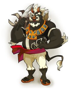 Rating: Safe Score: 0 Tags: blue_eyes clothed clothing domestic_pig e621 hair hodori knife male mammal simple_background solo suid suine sus_(pig) topless tusks white_background white_hair User: bunchy7s