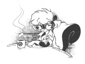 Rating: Safe Score: 0 Tags: 1994 4:3 anthro beverage clothed clothing coffee coffee_mug e621 eric_schwartz eyewear female fluffy fluffy_tail food glasses gloves_(marking) greyscale looking_at_viewer mammal markings mephitid monochrome morning sabrina_(sabrina_online) sabrina_online shirt sitting skunk slice_of_life smile solo striped_skunk tail tired topwear tousled waking_up User: bunchy7s