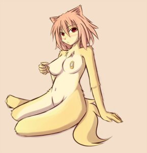 Rating: Explicit Score: 0 Tags: anthro bandage biped blush breasts canid canine e621 female fox hair looking_at_viewer mammal mastermoon nipples nude pink_hair red_eyes simple_background sitting solo tail User: bunchy7s