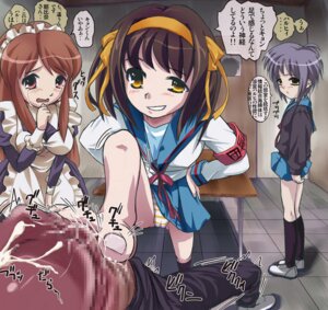 Rating: Explicit Score: 0 Tags: 1boy 3girls asahina_mikuru barefoot black_socks blush breasts brown_hair censored clothed_female clothing crying cum cum_on_feet feet female femdom footjob grin hands_on_hips hyakuen japanese_text knee_socks kneehighs kneesocks looking_at_viewer maid maid_uniform male medium_breasts mosaic_censoring multiple_females multiple_girls nagato_yuki open_mouth panties pantyshot pantyshot_(standing) penis red_eyes rule34 shoes skirt small_breasts smile socks speech_bubble standing standing_footjob striped_panties suzumiya_haruhi suzumiya_haruhi_no_yuuutsu tear text toes tongue translation_request uwabaki yellow_eyes User: bunchy7s