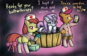 Rating: Questionable Score: 0 Tags: 2012 accessory apple_bloom_(mlp) bathtub bottomless bow_(feature) bow_accessory bow_ribbon clipboard clothed clothing color_coded color_coded_hearts color_coded_text cutie_mark_crusaders_(mlp) dialogue digital_media_(artwork) e621 earth_pony ellipsis english_text equid equine female feral friendship_is_magic furgonomics group hasbro hat headgear headwear heart_after_text heart_between_text heart_clothing heart_hat heart_headwear heart_print heart_symbol holding_clipboard holding_object holding_sponge horn horse lamiaaaa looking_at_viewer mammal my_little_pony mythological_creature mythological_equine mythology nurse nurse_clothing nurse_hat nurse_headwear nurse_uniform pony presenting print_clothing print_hat print_headgear print_headwear red_cross ribbons scootaloo_(mlp) sponge sweetie_belle_(mlp) tail tail_accessory tail_bow tail_ribbon text text_with_heart trio unicorn uniform wet young young_feral User: bunchy7s