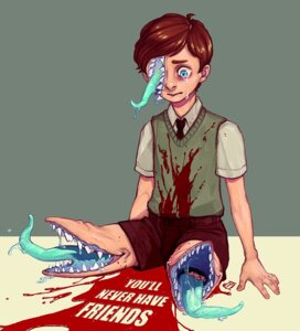 Rating: Questionable Score: 0 Tags: accessory blood blue_eyes blue_tongue bodily_fluids brown_hair clothing creepy crying e621 english_text gore hair human long_tongue male mammal monster mouth_eyes necktie nightmare_fuel not_furry open_mouth saliva saliva_string sharp_teeth sitting solo tears teeth text tongue tongue_out vore what what_has_science_done where_is_your_god_now yashy User: bunchy7s