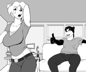 Rating: Safe Score: 0 Tags: 6:5 anthro bear belt bottomwear breasts clothed clothing denim denim_bottomwear denim_clothing duo e621 female gesture giant_panda greyscale hand_gesture jeans male mammal monochrome pants sitting sixcolors source_request thumbs_up User: bunchy7s