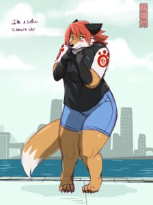 Rating: Safe Score: 0 Tags: 2010 anthro artist_name barefoot big_breasts black_clothing black_nose black_shirt black_t-shirt black_topwear blue_bottomwear blue_clothing blue_shorts blush bottomwear breasts canid canine city cityscape clothed clothing dialogue dipstick_tail e621 embarrassed english_text feet female fox gillpanda gloves_(marking) green_eyes hair mammal markings multicolored_tail outside paws shirt shorts shy slightly_chubby solo standing t-shirt tail tail_markings tan_body text topwear water User: bunchy7s