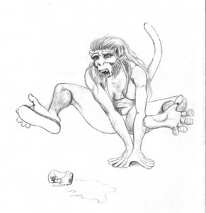 Rating: Questionable Score: 0 Tags: breasts can container e621 feet female haplorhine hi_res hindpaw huginn_(artist) human mammal monkey monochrome paws prehensile_feet primate solo toes transformation User: bunchy7s