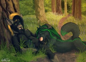Rating: Explicit Score: 0 Tags: 2014 alaitallon anthro balls black_body black_fur blonde_hair canid canine canis detailed_background duo e621 erection fellatio forest fur genitals green_hair hair kaiden_(alaitallon) kovah lying male male/male male_penetrated male_penetrating male_penetrating_male mammal nature nude on_back on_front oral oral_penetration outside penetration penile penis plant sex tree wolf User: bunchy7s