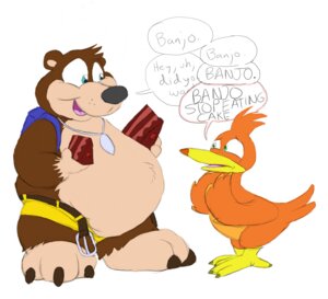 Rating: Safe Score: 0 Tags: 3_toes anthro avian backpack banjo-kazooie banjo_(banjo-kazooie) beak bear belt belt_buckle bird black_nose blue_backpack boomereverett bottomwear breegull brown_belt brown_body brown_fur buckle bulbous_nose cake cherry claws clothed clothing dessert dialogue duo e621 eating english_text feathers feet feral food front_view frown fruit fur green_eyes holding_cake holding_food holding_object jewelry kazooie male mammal multicolored_body multicolored_feathers multicolored_fur necklace nemo obese open_belt open_bottomwear open_clothing open_mouth open_shorts orange_body orange_feathers overweight pink_tongue plant rareware shorts simple_background smile snout speech_bubble standing tan_body tan_fur teal_eyes text three-quarter_view toe_claws toes tongue topless two_tone_body two_tone_feathers two_tone_fur white_background wishbone_mouth yellow_beak yellow_bottomwear yellow_clothing yellow_shorts User: bunchy7s