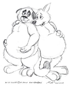 Rating: Safe Score: 0 Tags: 2008 3_toes aldi_(artist) anthro belly cougar dated duo e621 english_text eye_contact feet felid feline hand_on_belly hand_on_own_belly hand_on_shoulder kangaroo looking_at_another macropod male mammal marsupial mishi nude overweight roofus_(aldi) simple_background standing tail text toes toony traditional_media_(artwork) white_background User: bunchy7s