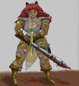 Rating: Questionable Score: 0 Tags: 2012 abs anthro armor artistic20b barbarian biceps blood blood_on_body blood_on_object blood_on_weapon bodily_fluids boots breasts canid canine chainmail clothed clothing dipstick_tail e621 female footwear fox hair hi_res holding_melee_weapon holding_object holding_sword holding_weapon mammal markings melee_weapon muscular muscular_anthro muscular_female red_hair shoes solo sword tail tail_markings unconvincing_armor warrior weapon User: bunchy7s