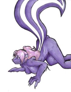 Rating: Questionable Score: 0 Tags: 2009 accessory all_fours anthro ass_up blue_eyes breasts butt claws demonmuffin e621 eyebrows female fluffy fluffy_tail fur hair hair_accessory hairband long_hair looking_at_viewer mammal mephitid multicolored_body multicolored_fur nipples nude pink_hair pink_nipples pink_nose purple_body purple_fur raised_tail simple_background skunk smile solo tail two_tone_body two_tone_fur white_background white_body white_fur User: bunchy7s