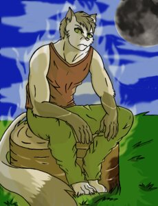 Rating: Safe Score: 0 Tags: >:( anthro aura biped clothed clothing e621 felid furrywotf grass male mammal outside plant sitting solo tail User: bunchy7s