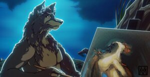 Rating: Safe Score: 0 Tags: 2012 canid canine canis domestic_dog e621 lapres male mammal paint painting_(object) plant rufus_mcmanus solo tree water User: bunchy7s