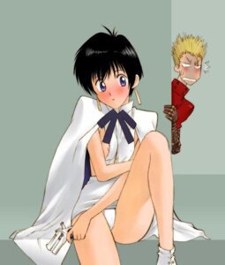 Rating: Questionable Score: 0 Tags: black_hair blonde_hair blush derringer earrings female gun handgun jewelry kikumaru_bunta meryl_stryfe nipple_slip nipples panties pistol purple_eyes rule34 short_black_hair trigun underwear vash_the_stampede weapon white_panties User: bunchy7s