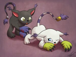 Rating: Questionable Score: 0 Tags: 2013 4:3 absurd_res ambiguous_gender anthro bandai_namco black_body black_fur blackgatomon blue_eyes claws digimon digimon_(species) duo e621 ear_tuft felid female fur gatomon green_eyes hi_res looking_back mammal one_eye_closed presenting semi-anthro tasteful-clopper tuft white_body white_fur wink User: bunchy7s