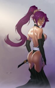 Rating: Questionable Score: 0 Tags: 1girls artist_logo artist_name ass back bare_shoulders bleach breasts catthouse_studios come_hither dark-skinned_female dark_skin elbow_gloves female female_only flirting gloves human long_hair looking_back looking_over_shoulder miravi nipples no_visible_genitalia open_clothes ponytail purple_hair rule34 scabbard sensual sheathed_weapon shihouin_yoruichi solo tied_hair yellow_eyes User: bunchy7s
