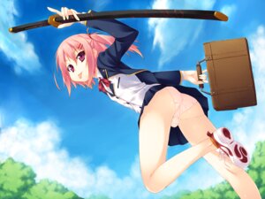 Rating: Questionable Score: 0 Tags: 1boy :p ass bag bulge crossdressing from_below hair_ornament hairbow hairclip katana kazushiki_midori male male_only original panties pantyshot pink_eyes pink_hair pink_panties red_eyes rule34 satchel school_uniform shoes side_ponytail skirt sneakers solo sword tied_hair tongue trap twintails underwear upskirt weapon User: bunchy7s