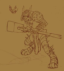Rating: Safe Score: 0 Tags: ambiguous_gender angry anthro armor biped charr e621 felid guild_wars hammer horn mammal maul melee_weapon monochrome neon_(artist) simple_background sitting sketch solo spikes standing tools weapon yellow_background User: bunchy7s