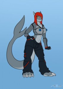 Rating: Questionable Score: 0 Tags: 4_toes amber_eyes anthro aquatic areola aurora_selachi barefoot big_nipples biped blue_background blue_nipples bottomwear breasts claws clothing e621 feet female fin fingerless_gloves fish fishnet_clothing flat_colors front_view gaping gaping_nipples gloves hair hand_in_pocket handwear hi_res longblueclaw looking_at_viewer nipples non-mammal_breasts non-mammal_nipples pants piercing pockets pose puffy_areola red_hair shark shirt simple_background solo standing tail toes topwear white_claws wide_hips User: bunchy7s