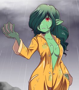 Rating: Questionable Score: 0 Tags: asian_mythology breasts clothing coat e621 east_asian_mythology female green_body green_hair green_skin hair hair_over_eye hand_in_pocket humanoid humanoid_pointy_ears japanese_mythology kappa long_hair membrane_(anatomy) monster_girl_(genre) mythology nollety not_furry one_eye_obstructed orange_eyes orange_raincoat outside pockets pointy_ears raincoat raining solo topwear webbed_hands yokai User: bunchy7s