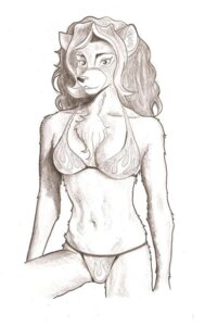 Rating: Questionable Score: 0 Tags: anthro bikini breasts clothed clothing e621 female flame_bikini flame_pattern graphite_(artwork) monochrome simple_background sketch skimpy sofakinggood solo swimwear traditional_media_(artwork) two-piece_swimsuit unknown_species white_background User: bunchy7s
