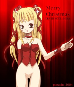 Rating: Explicit Score: 0 Tags: bandage beige_skin bleeding blonde_hair blood blood_stain bloody_bandage bottomless choker christmas clothes color death_note female female_only front_view green_eyes human looking_at_viewer misa_amane open_eyes red_blood ribbon rule34 solo standing tied_hair twintails User: bunchy7s