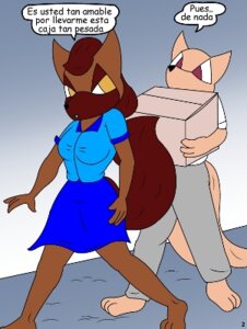 Rating: Questionable Score: 0 Tags: anthro box brown_hair canid canine canis clothing comic container domestic_dog duo e621 female hair la_venta low_res male mammal panties por_furryart spanish_text standing text translated underwear User: bunchy7s