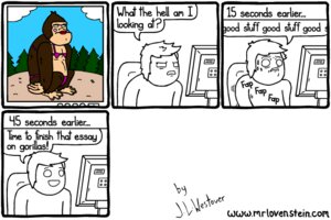 Rating: Questionable Score: 0 Tags: 3:2 ape bikini clothed clothing comic computer dialogue e621 electronics english_text female feral gorilla haplorhine human humor j.l.westover male mammal mrlovenstein picture_in_picture primate skimpy solo swimwear text tight_clothing two-piece_swimsuit User: bunchy7s