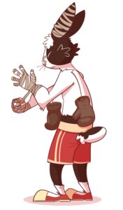 Rating: Safe Score: 0 Tags: anthro athletic_wear bandage biped bluescale_(artist) bottomwear boxing boxing_gloves clothing e621 footwear gym_bottomwear gym_shorts handwear hi_res lagomorph legwear leporid male mammal rabbit shoes shorts socks solo sport User: bunchy7s