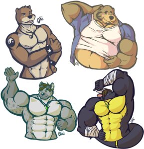 Rating: Safe Score: 0 Tags: abs anthro bear belly big_muscles blush brubearbrown_(character) clothed clothing dragon e621 eyewear facial_hair gesture goggles group hand_gesture hi_res hyena jewelry male mammal multiple_images musclegut muscular muscular_anthro muscular_male mustelid mythological_creature mythological_scalie mythology necklace nipples nude otter pecs punkjax scalie simple_background slightly_chubby solo spotted_hyena tail tattoo thumbs_up trauron white_background User: bunchy7s