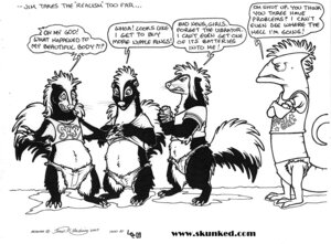 Rating: Questionable Score: 0 Tags: 2009 3_toes 4_toes anthro barefoot black_and_white chameleon claws desiree_(jmh) e621 english_text feet female feral group humor james_m_hardiman joke lizard lori_(jmh) mammal mephitid midriff monochrome natasha_(jmh) onyx_(jmh) parody reptile scalie semi-anthro skunk tail text toes url whiskers User: bunchy7s