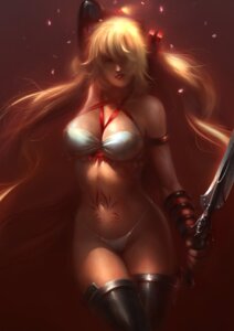 Rating: Questionable Score: 0 Tags: agnidevi ayumi ayumi_(x-blades) bare_shoulders blonde_hair breasts dark-skinned_female dark_skin dual_wield dual_wielding female female_only gloves gunblade hair human markings panties realistic rule34 solo tattoo thong tied_hair tri_tails twintails underwear weapon x-blades User: bunchy7s
