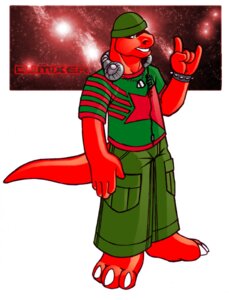 Rating: Safe Score: 0 Tags: 3_toes 5_fingers anthro barefoot beanie biped bottomwear bracelet cargo_pants character_name claws clothed clothing devil_horns_(gesture) dinosaur dj_mixer_(character) dog_tags e621 electronics feet fingers fully_clothed gesture grey_eyes grin hand_gesture hat headgear headphones headphones_around_neck headwear jewelry male necklace pants prehistoric_species red_body red_skin reptile saurischian scalie shirt smile solo spiked_bracelet spikes standing tail text theropod tkc2021 toes topwear tyrannosaurid tyrannosauroid tyrannosaurus tyrannosaurus_rex User: bunchy7s