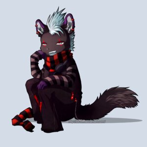Rating: Questionable Score: 0 Tags: 1:1 anthro blue_background e621 ear_piercing female hair makeup multiple_piercings piercing scarf simple_background solo stripes tail unknown_species vampirexpenguin white_hair User: bunchy7s