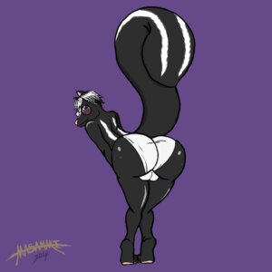 Rating: Questionable Score: 0 Tags: 1:1 2014 anthro big_butt butt clothing e621 eyewear femboy fur glasses hair hi_res looking_at_viewer male mammal markings masamaki mephitid panties presenting presenting_hindquarters raised_tail skunk smile solo striped_markings striped_tail stripes tail tail_markings underwear wide_hips User: bunchy7s