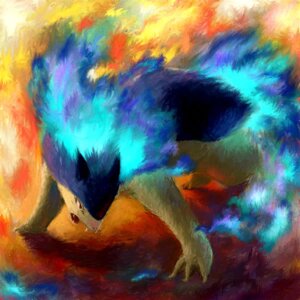 Rating: Safe Score: 0 Tags: 1:1 ambiguous_gender blue_fire colored_fire colorful_theme digital_media_(artwork) digital_painting_(artwork) e621 fire generation_2_pokemon nintendo painting_(artwork) pokemon pokemon_(species) red_eyes solo typhlosion 六助 User: bunchy7s
