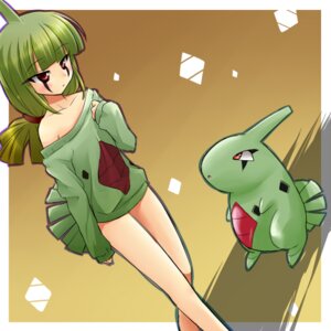 Rating: Safe Score: 0 Tags: 1:1 2010 alternate_species clothing cosplay costume duo e621 female feral generation_2_pokemon green_body green_hair green_skin hair human humanized larvitar low_res mammal nintendo pokemon pokemon_(species) pokemon_costume ponytail ranphafranboise red_eyes User: bunchy7s