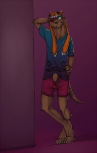 Rating: Explicit Score: 0 Tags: 2014 3_toes animal_genitalia anthro barefoot biped black_nose boxers_(clothing) brown_body brown_fur bulge claws clothed clothing creepy_face detached_sheath digital_media_(artwork) digitigrade domestic_ferret e621 feet fully_sheathed fur genitals green_eyes grin hand_behind_head hand_on_hip hat headgear headwear hi_res male mammal mustelid musteline one_eye_closed pink_background pose purple_background shaded sheath sheath_poking_out sheath_through_fly shirt simple_background smile solo standing syynx syynx_(character) toe_claws toes topwear true_musteline underwear weasel User: bunchy7s
